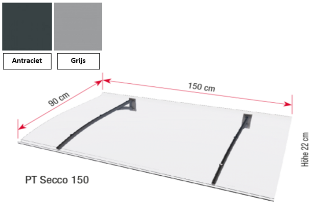 Deurluifel Model PT Secco 150/90 Grijs