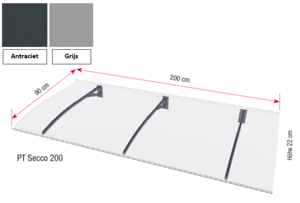 Deurluifel Model PT Secco 200/90 Grijs